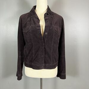 Vintage Y2K Kenneth Cole Cropped Corduroy Shirt Shacket Womens 8 Western Cowboy